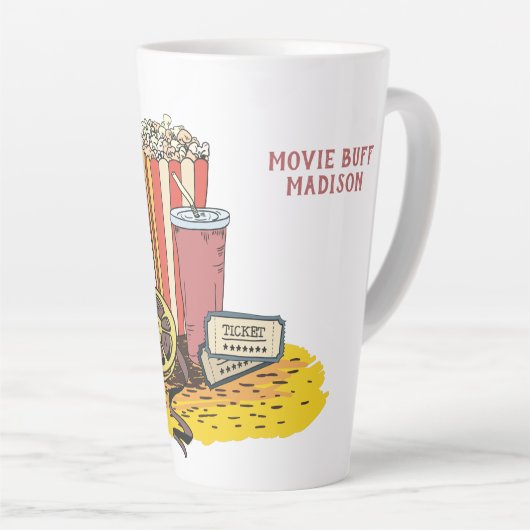 カスタム文字映画バフ カフェラテマグ (右アングル)