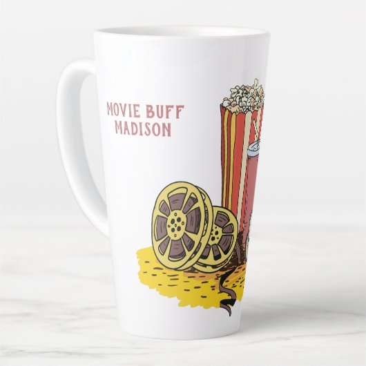 カスタム文字映画バフ カフェラテマグ (左アングル)