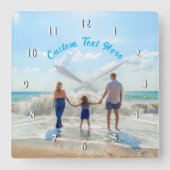 カスタム文字時計あなたの家族の写真ギフト スクエア壁時計 (正面)