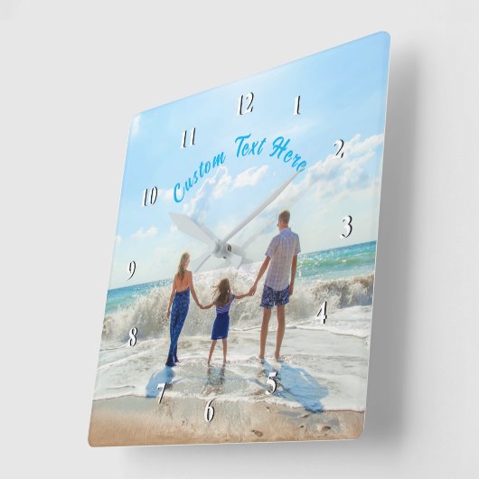 カスタム文字時計あなたの家族の写真ギフト スクエア壁時計 (傾斜)