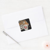 カスタム文字暴力的でトラ怒ブブラウン黒 スクエアシール (封筒)