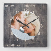 カスタム文字木製壁時計 スクエア壁時計 (正面)