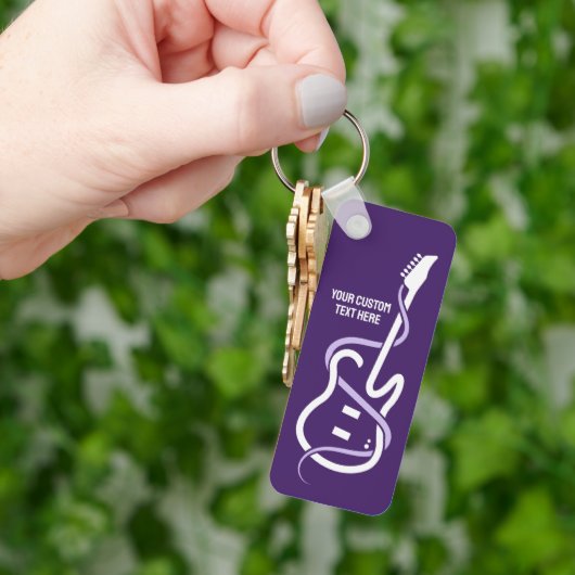 カスタム文字様式化ギター キーホルダー (手)