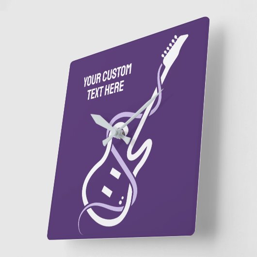 カスタム文字様式化ギター スクエア壁時計 (傾斜)