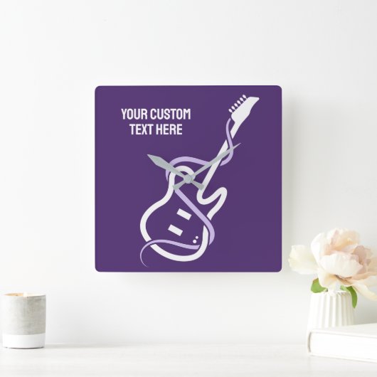 カスタム文字様式化ギター スクエア壁時計 (ホーム)