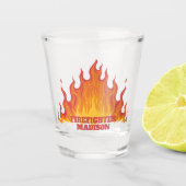 カスタム文字消防士用ガラス ショットグラス (正面)