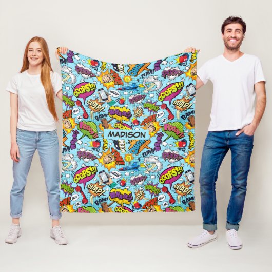 カスタム文字漫画パターン フリースブランケット (インサイチュ)