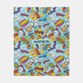 カスタム文字漫画パターン フリースブランケット (正面)