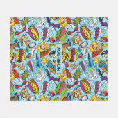 カスタム文字漫画パターン フリースブランケット (正面(横))