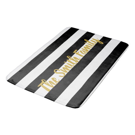 カスタム文字白黒パタストライプのーン バスマット (アングル)