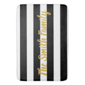 カスタム文字白黒パタストライプのーン バスマット (正面縦)