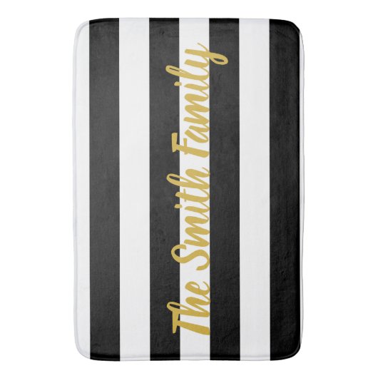 カスタム文字白黒パタストライプのーン バスマット (正面縦)