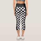 カスタム文字白黒フラ市松模様にグパターン カプリレギンス (裏面)