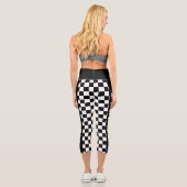 カスタム文字白黒フラ市松模様にグパターン カプリレギンス (裏面)