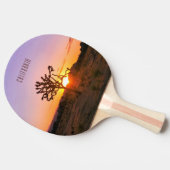 カスタム文字紫オレンジジョシュアツリーサンセット 卓球ラケット (横)