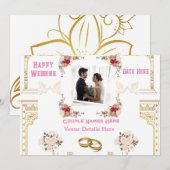 カスタム文字結婚ブライダル招待状 招待状 (正面/裏面)