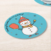 カスタム文字脱墨雪だるま ラウンドペーパーコースター (アングル)