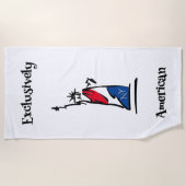 カスタム文字自由レディーリバティストライプズ像 ビーチタオル (正面)