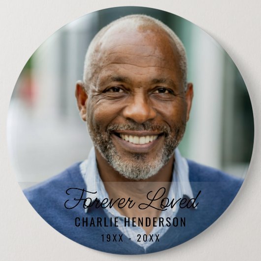 カスタム文字追悼用ボタン付き画像 缶バッジ (正面)