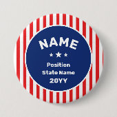 カスタム文字選挙戦USA国旗のボタン 缶バッジ (正面)
