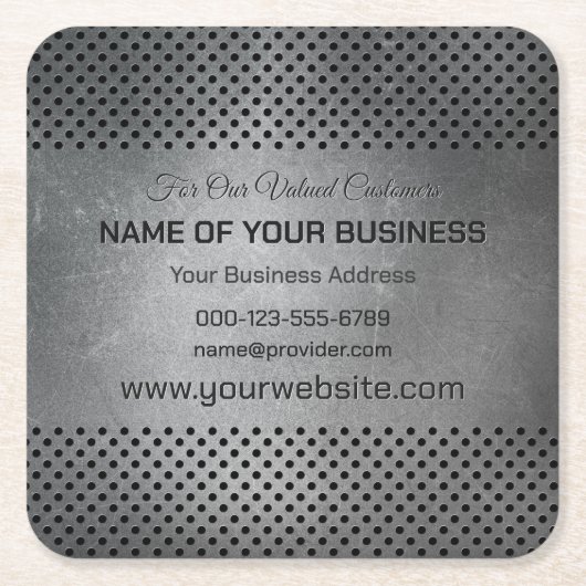 カスタム文字金フェイク属 スクエアペーパーコースター (正面)