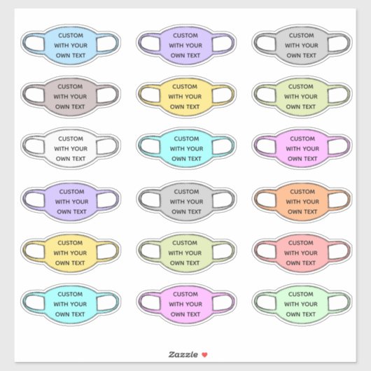 カスタム文字顔マスク形状 シール (シート)