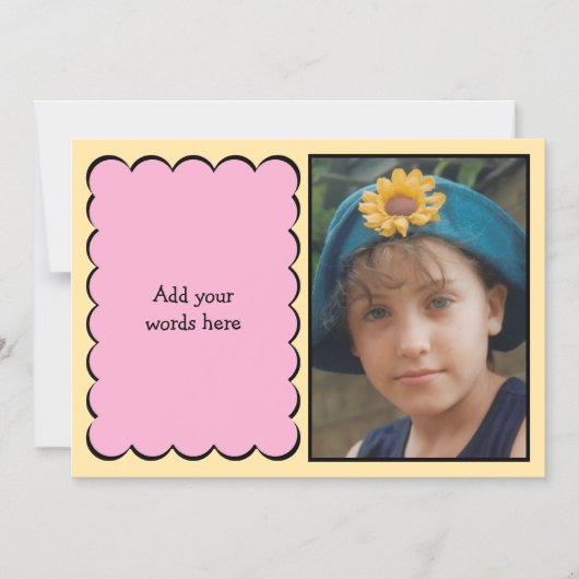 カスタム文字1枚フォトピーチピンク磁気カード マグネット招待状 (正面)