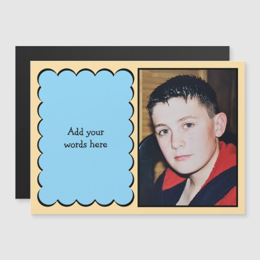 カスタム文字1枚フォトピーチブルー磁気カード マグネット招待状 (正面/裏面)