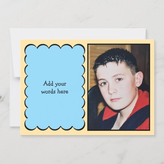 カスタム文字1枚フォトピーチブルー磁気カード マグネット招待状 (正面)