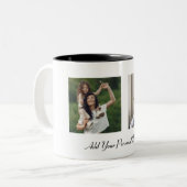 カスタム文字2フォトコラージュ付きパーソナライズされた ツートーンマグカップ (正面左)