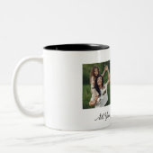 カスタム文字2フォトコラージュ付きパーソナライズされた ツートーンマグカップ (左)