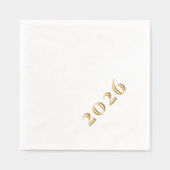 カスタム文字2026モダン年のパーティー金ゴールド 箔ナプキン (正面)