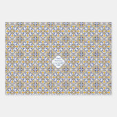 カスタム文字💙3青と黄のアズレホス ラッピングペーパーシート (正面3)