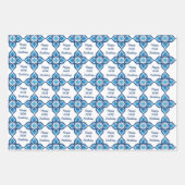 カスタム文字💙3青と黄のアズレホス ラッピングペーパーシート (正面2)