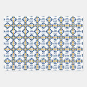 カスタム文字💙3青と黄のアズレホス ラッピングペーパーシート (正面)