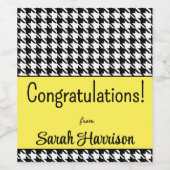 カスタム文字、おめでとう黄千鳥格子の(6) ワインラベル (シングルラベル)