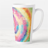 カスタム文字/おもしろい60s絞り染めヒッピーカラフルスワール カフェラテマグ (右)