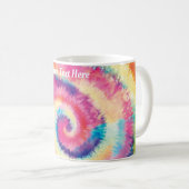 カスタム文字/おもしろい60s絞り染めヒッピーカラフルスワール コーヒーマグカップ (正面右)