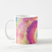 カスタム文字/おもしろい60s絞り染めヒッピーカラフルスワール コーヒーマグカップ (左)