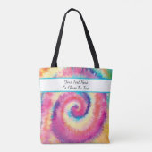 カスタム文字/おもしろい60s絞り染めヒッピーカラフルスワール トートバッグ (裏面)