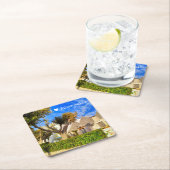 カスタム文字、アルベロベッロの美しい景色、プーリア スクエアペーパーコースター (インサイチュ)