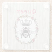 カスタム文字/ウッド素朴カントリーリースクラウンビー ガラスコースター (裏面)