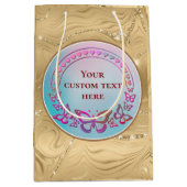 カスタム文字、カラフル蝶、ハート愛 ミディアムペーパーバッグ (正面)