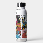 カスタム文字&カラーおもしろいキャッツイラストレーション ウォーターボトル (右面)