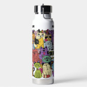 カスタム文字&カラーおもしろいキャッツイラストレーション ウォーターボトル (左面)