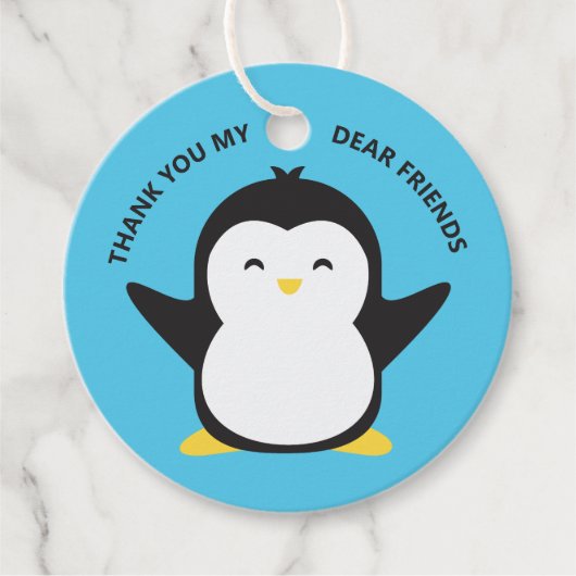 カスタム文字&カラーかわいいペンギンメッセージカード フェイバータグ (正面)