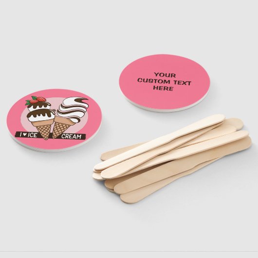 カスタム文字&カラーアイスクリームラバーファンセット ハンドファン (組立なし)