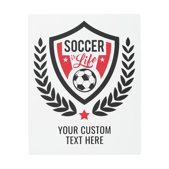 カスタム文字&カラーサッカーロゴメタルウォールアート メタルプリント (正面)