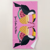 カスタム文字&カラートゥーカンイラストレーションビーチトーウェ ビーチタオル (正面)