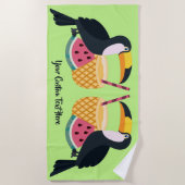 カスタム文字&カラートゥーカンイラストレーションビーチトーウェ ビーチタオル (正面)